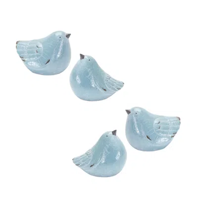 Houzbling Bird (set Of 4) 4"h Terra Cotta In Blue