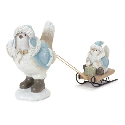 Houzbling Bird W/sled (set Of 2) 11"l X 6"h Resin In Brown