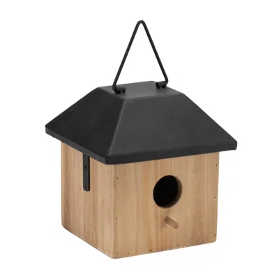 Houzbling Birdhouse 7.75"h Wood/metal In Black