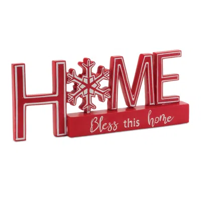 Houzbling Bless This Home Sign 12.5"l X 5"h Resin In Red