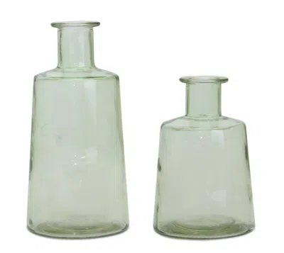 Houzbling Bottle (set Of 2) 7"h, 9.5"h Glass In Blue