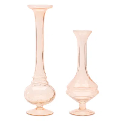 Houzbling Bud Vase (set Of 2) 8.5"h Glass In Pink