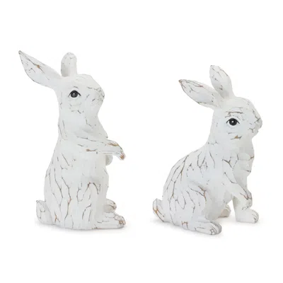 Houzbling Bunny (set Of 2) 6"h, 7.5"h Resin In White