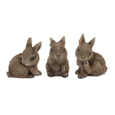 Houzbling Bunny (set Of 3) 4.5"h, 4.75"h, 5"h Resin In Multi