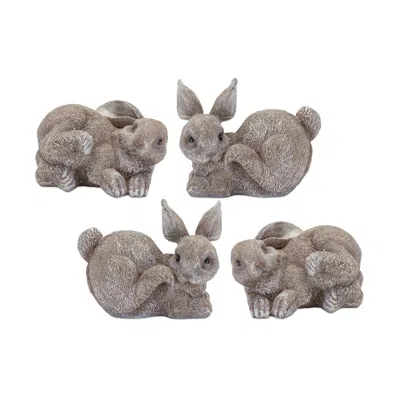 Houzbling Bunny (set Of 4) 3"h, 4"h Resin In Gray