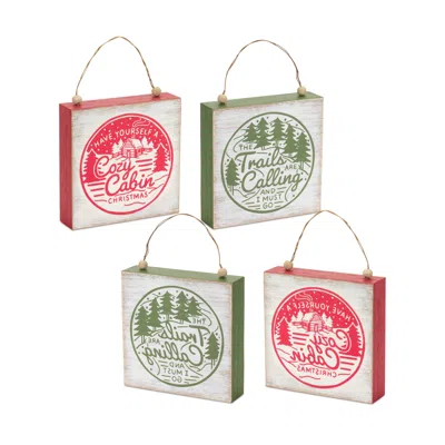 Houzbling Cabin And Trails Sign (set Of 4) 9"h Mdf