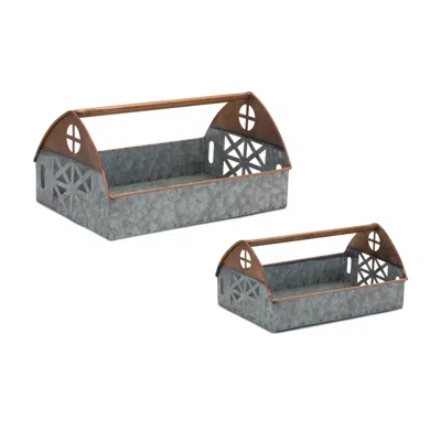 Houzbling Caddy (set Of 2) 9.25"l X 4.5"h, 12.25"l X 6.25"h Iron In Blue