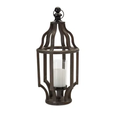 Houzbling Candle Holder 9"l X 22.5"h Wood/glass In Brown