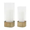 Houzbling Candle Holder (set Of 2) 4.5"l X 10"h, 5.25"l X 12"h Iron/glass