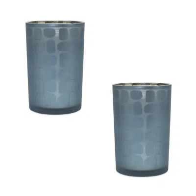 Houzbling Candle Holder (set Of 2) 4.75"d X 7.25"h Glass In Blue
