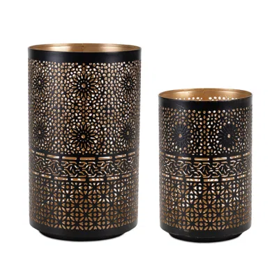 Houzbling Candle Holder (set Of 2) 4"d X 6"h, 5"d X 8"h Iron In Animal Print