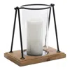 Houzbling Candle Holder (set Of 2) 9.75"h Wood/iron/glass