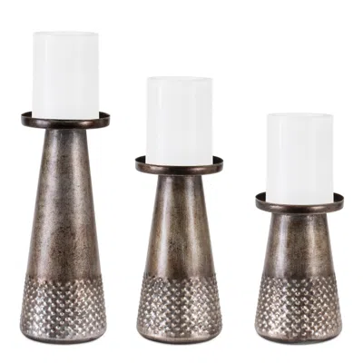 Houzbling Candle Holder (set Of 3) 6"h, 8"h, 10"h Iron In Black