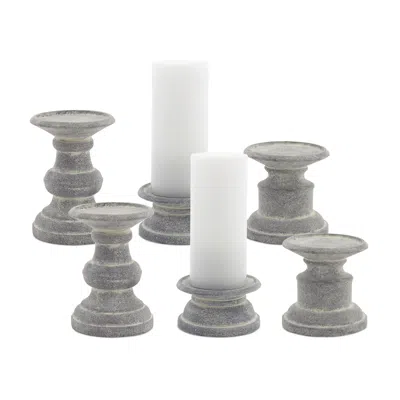 Houzbling Candle Holder (set Of 6) 3.5"h, 6.25"h, 8.5"h Terra Cotta In Blue