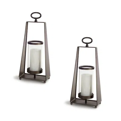 Houzbling Candleholder (set Of 2) 18"h Metal/glass In Brown