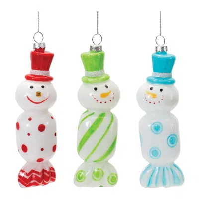Houzbling Candy Snowman Ornament (set Of 12 6.25"h Glass