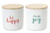 Houzbling Canister (set Of 2) 4.75"h Wood/stoneware