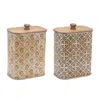 Houzbling Canister (set Of 2) 5"l X 3.5"w X 7"h Iron/wood