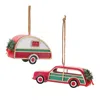 Houzbling Car And Camper Ornament (set Of 12) 3.5"l X 2.25"h, 4.5"l X 1.5"h Mdf