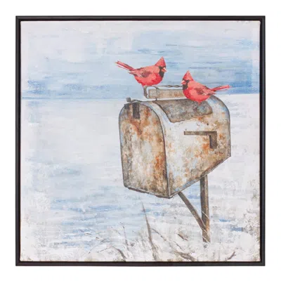 Houzbling Cardinal And Mailbox Print 24"sq Canvas