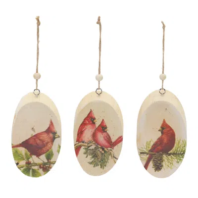 Houzbling Cardinal Disc Ornament (set Of 24) 5.75"h Wood