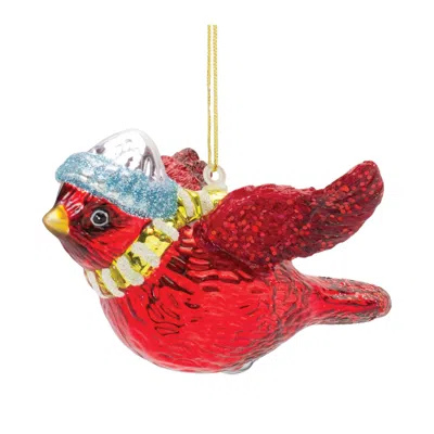 Houzbling Cardinal Ornament (set Of 6) 4"l X 2.5"h Glass In Red