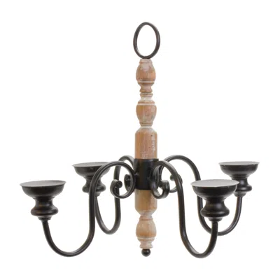Houzbling Chandelier 21.25"d X 18.5"h Iron/wood In Black