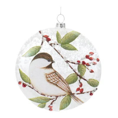 Houzbling Chickadee Disc Ornament (set Of 6) 5"h Glass