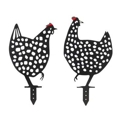Houzbling Chicken Stake (set Of 4) 12"l X 22"h, 12.75"l X 23"h Iron In Blue