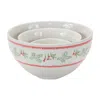 Houzbling Christmas Bowl (set Of 3) 3.5"d X 2"h, 5"d X 2.75"h, 6.75"d X 3.75"h Stoneware (dishwasher And Micro