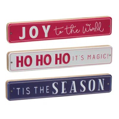 Houzbling Christmas Sign (set Of 6) 12"l X 2"h Mdf/iron