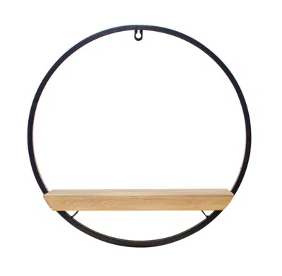 Houzbling Circle Shelf 17"l X 17.5"h Iron/wood In Black