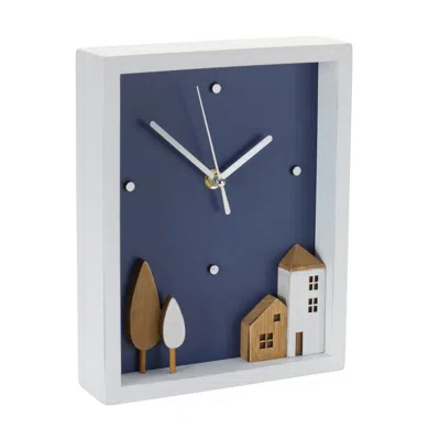 Houzbling Clock 7.5"l X 9.5"h Wood/mdf In Blue