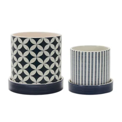 Houzbling Container (set Of 2) 4.5"d X 4.25"h, 5.25"d X 5.25"h Dolomite In Blue