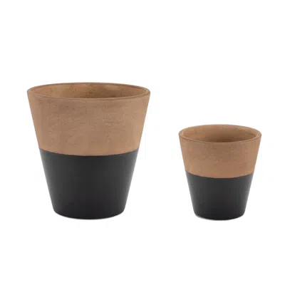 Houzbling Container (set Of 2) 4"d X 4"h, 6"d X 5.75"h Terra Cotta In White