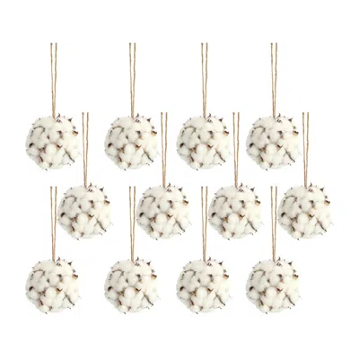 Houzbling Cotton Orb (set Of 12) 4.5"d Foam/polyester In White