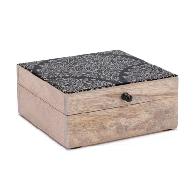 Houzbling Covered Box 6"l X 6.5"w X 2.5"h Wood/mdf In Gray