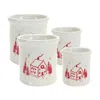 Houzbling Crock W/house (set Of 4) 4"d X 4.5"h, 5.25"d X 5.75"h Clay