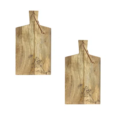 Houzbling Cutting Board (set Of 2) 10" X 18"h Mango Wood In Brown