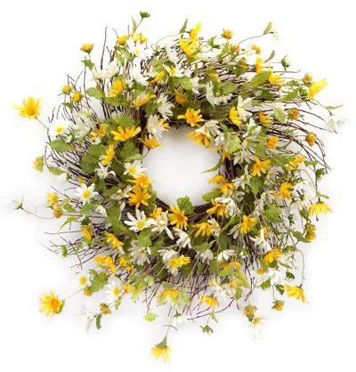 Houzbling Daisy Wreath 24"d Polyester In Multi