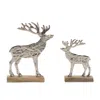 Houzbling Deer On Base (set Of 2) 7"h, 9.5"h Wood/aluminum