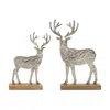 Houzbling Deer On Base (set Of 2) 8.5"h, 10.5"h Wood/aluminum
