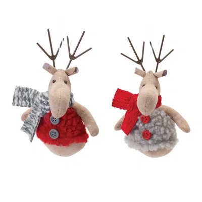 Houzbling Deer Ornament (set Of 12) 6"h Polyester