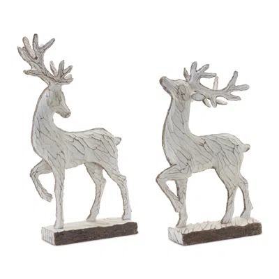 Houzbling Deer (set Of 2) 8"l X 12.5"h, 8.5"l X 14.5"h Resin