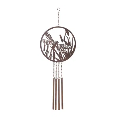 Houzbling Dragonfly Wind Chime 33"h Metal In Brown
