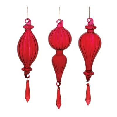 Houzbling Drop Ornament (set Of 3) 7.5"h Glass