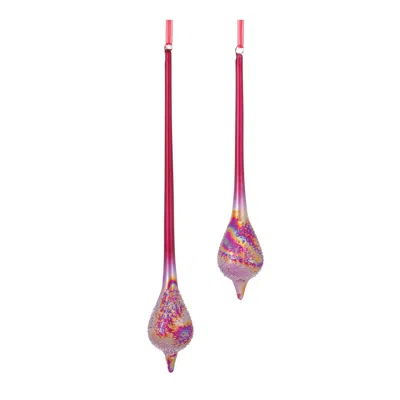 Houzbling Drop Ornament (set Of 6) 12"h, 15.5"h Glass In Pink