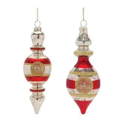 Houzbling Drop Reflector Ornament (set Of 12) 6"h, 6.75"h Glass In Multi
