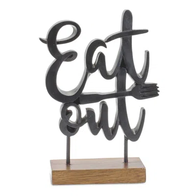 Houzbling Eat Out Sign 5.25"l X 8.75"h Resin In Black