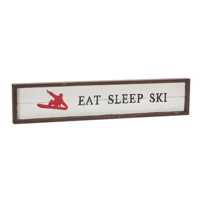Houzbling Eat, Sleep, Ski Sign 23"l X 5"h Wood